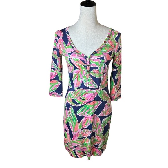 Lilly Pulitzer Vias Palmetto Mini Dress XS Pima Cotton Beach Tropical Resortwear - Picture 1 of 8